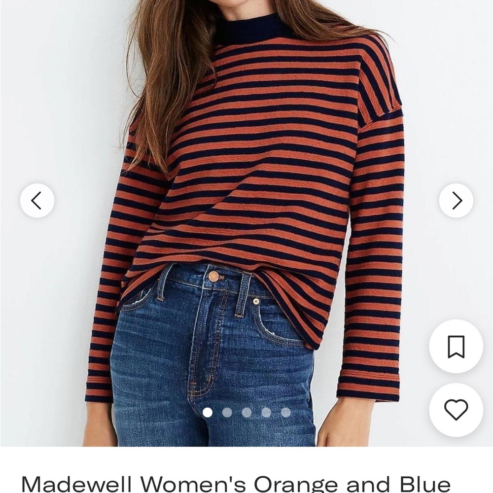 Madewell Orange and Blue Striped Sweater